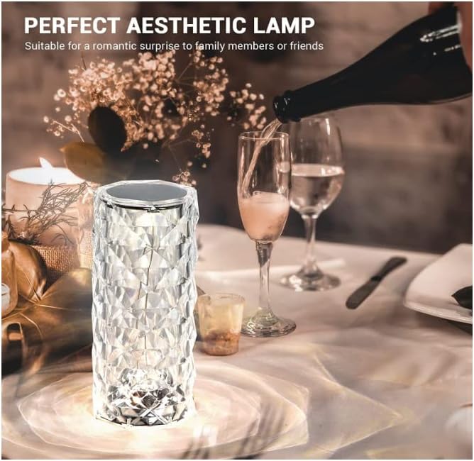 16 Color Changing Rose Crystal Diamond Table Lamp